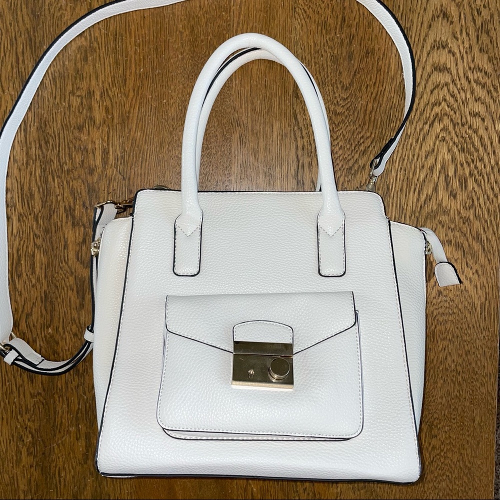 Ivory White Crossbody Shoulder Strap Purse Handbag